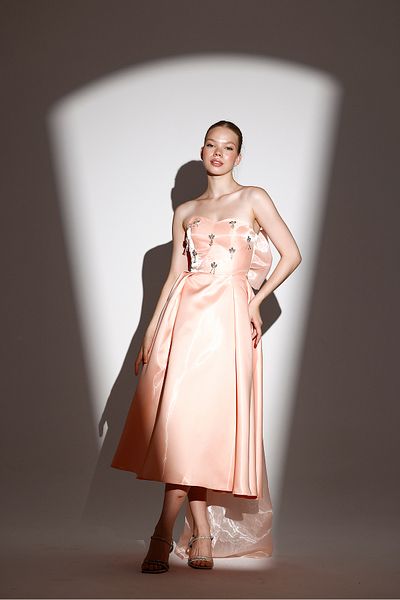 Tangül&Ali'S Moda Evi Salmon Color Midi Monorail Dress