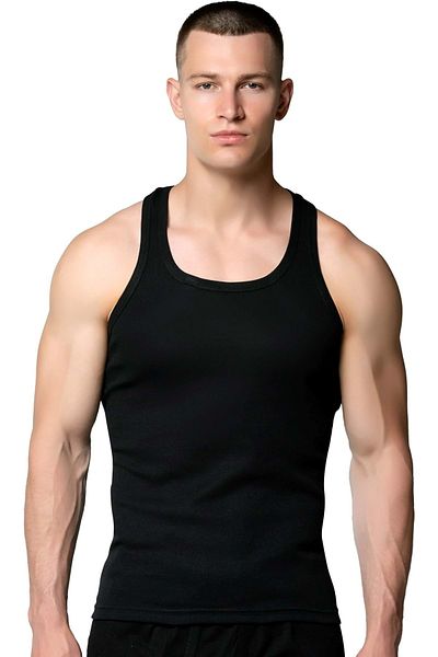 SEDEF YILDIZ Men's Rib Tank Top Black
