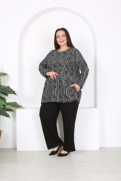 XL Modam Plus Size Side Ripped Tunic and Trousers Set
