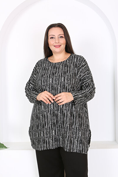 XL Modam Plus Size Side Ripped Tunic and Trousers Set