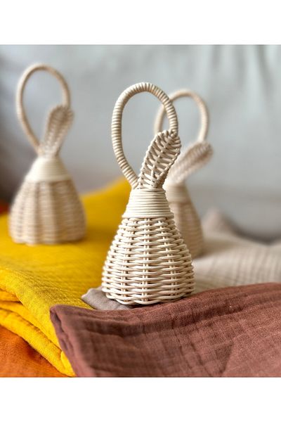 BETSY STUDIO Rattan Bamboo Baby Rattle - Healthy Organic Toy, Children's Room Gift