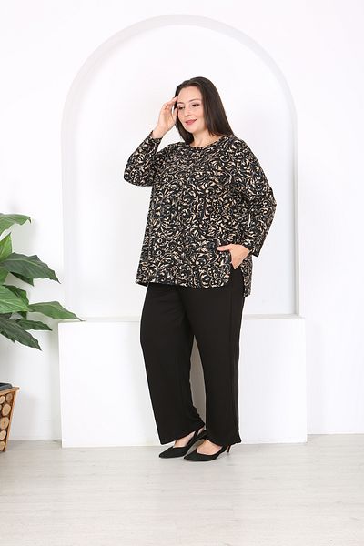 XL Modam Plus Size Side Slit Tunic and Trousers Set
