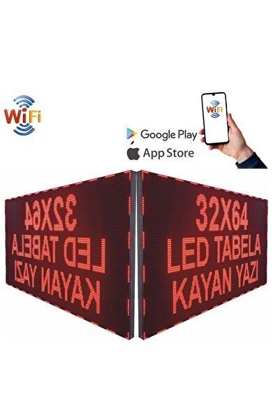 Ledeksis 32x64cm Cift Taraflı Led Tabela Kayan Yazi-wifi (TELEFONDAN YAZILAR DEĞİŞTİRİLEBİLİR)