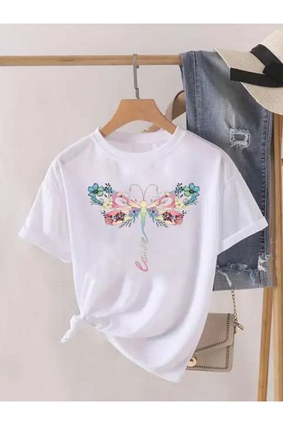 Pink Sky Trend γυναικείο T-Shirt - Πεταλούδα με στάμπα