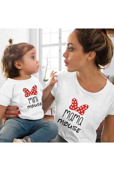 Pink Sky Family Clothing - Heart Printed Cute Mother and Daughter T-shirt