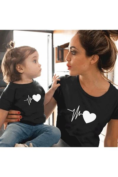 Pink Sky T-shirt for Mother and Daughter - Single Product, 2 Basket for Combining