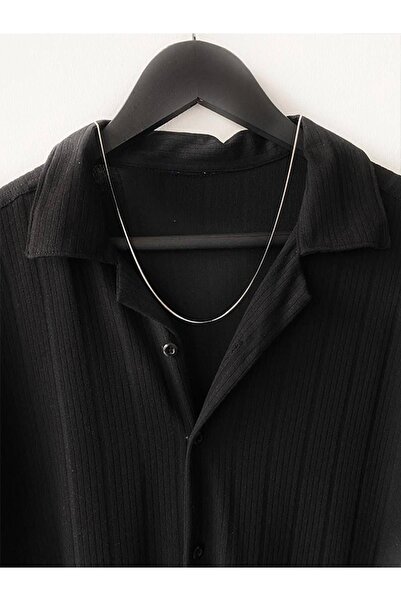 A&O Style Μαύρο ανδρικό κοντομάνικο πουκάμισο από βαμβακερό ύφασμα Regular Fit Legend