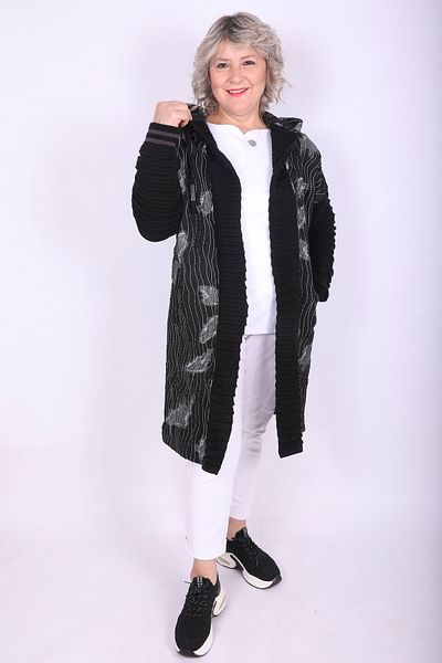 Hitit Butik Knitwear Black Cardigan Coat