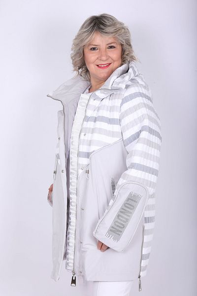 Hitit Butik Striped Gray Coat