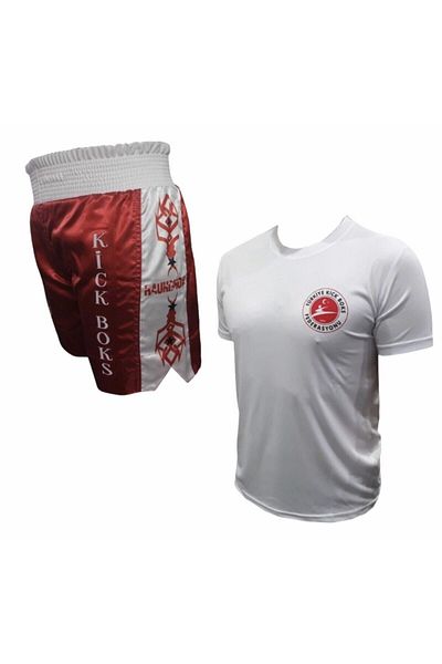 RAUNDHOUSE White Kickboxing Shorts + Kickboxing T-Shirt - Set of Two
