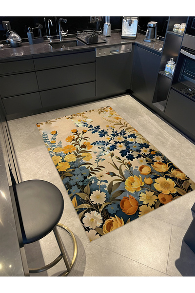 Rugs Modern Halı Sonbahar Renkleri Çiçek Desenli Modern Dekoratif Halı 5410