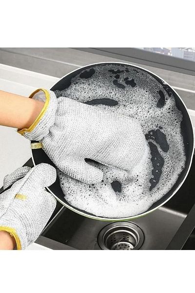 HİROS'H Multipurpose Wire Dish Glove Waterproof Dirt Rust Remover Cleaning Glove 1Pcs