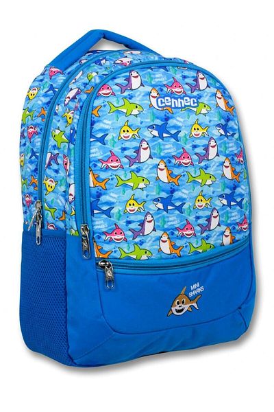 ÜMİT ÇANTA Rucsac pentru școală primară pentru băiat cu trei ochi Cennec Blue Fishes