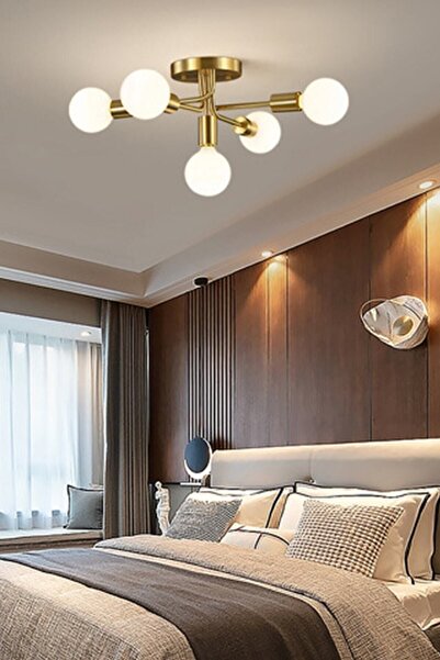 Ömür Avize Döngü Modern Tasarım Eskitme Renk Camsız Beşli Avize