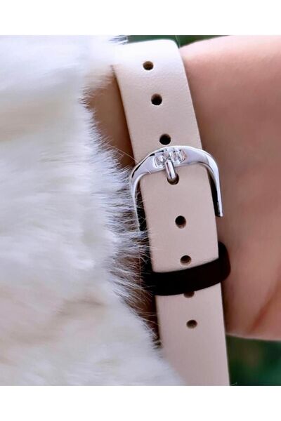 Q&Q name's EleGant Wristwatch - Brown Cream, Double Colored VeGan Leather, Metal Frame, GrAdient Point Display