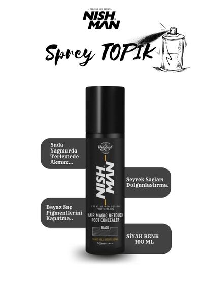 NISHMAN Root Touch Up Sprey / Saç Dolgunlaştırıcı Ve Seyrek Kapatıcı / Suda Y...