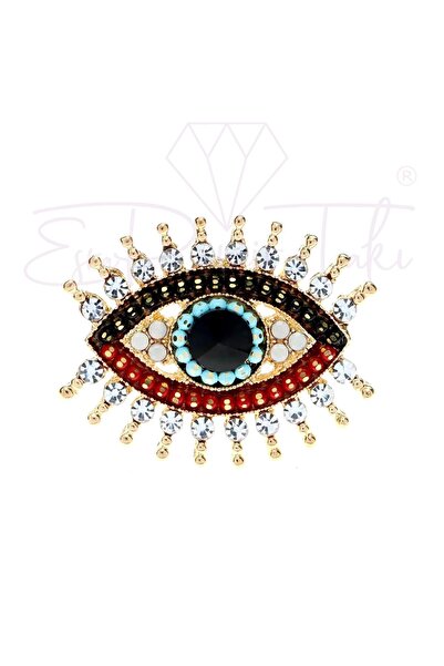 Esra Pamir Zirkon Taş Nazar Boncuğu Göz Broş Ve Kolye Ucu