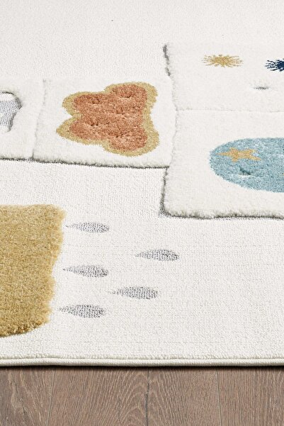 venucci home & living Quincey Bukleli Yumuşak Peluş Post Shaggy Krem Çocuk Odası Oturma Odası Salon Mutfak Halısı