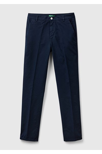 United Colors of Benetton Pantaloni Chino de damă din elastan bleumarin - Cut de bază