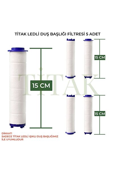Genel Markalar Sadece Led Işıklı Duş Başlığı Ile Uyumlu Filtre 15 Cm - 5 Adet || Kireç Pas Tortu Engelleyici