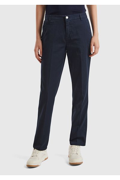 United Colors of Benetton Pantaloni Chino de damă din elastan bleumarin - Cut de bază