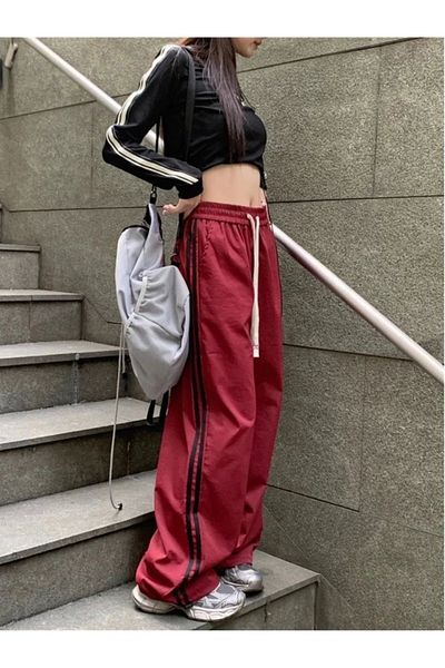 DEEFWEAR Y2k Unisex Αλεξίπτωτο Φούτερ και Παντελόνι - Λεπτομέρεια ρίγες