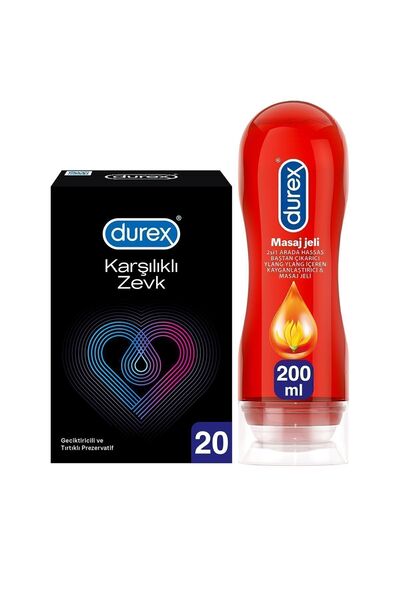 Durex Karşılıklı Zevk li Prezervatif 20'li+kayganlaştırıcı&masaj Jeli Hassas ...