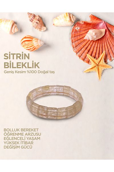 Deniz Doğal Taş Certified Citrine Wide Cut Bracelet