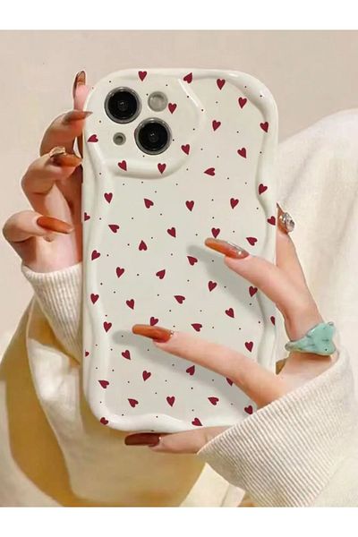 KVK PRİVACY Apple iPhone 15 Plus / 14 Plus Compatible Case Red Love Heart Shock Resistant Soft Cover