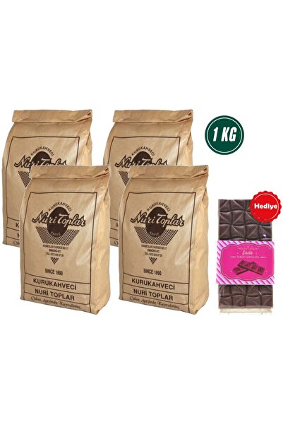 Nuri Toplar 4x250 gr Günlük Taze Çekim Türk Kahvesi 1kg Hediye Tablet Çikolata