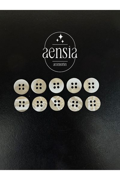 aensia Pack of 10 Matte Polyester Shirts Button - White Cream Color Transition, 1.14 Cm Button