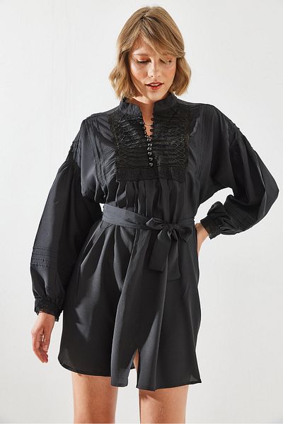 Bianco Lucci Γυναικείο μακρυμάνικο φόρεμα με γιακά και κουμπιά - 22195 60251603