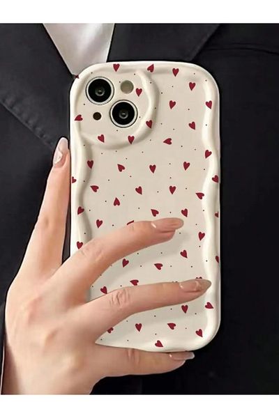 KVK PRİVACY Apple iPhone 15 Plus / 14 Plus Compatible Case Red Love Heart Shock Resistant Soft Cover