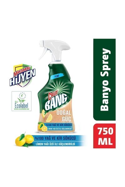 Cillit Bang Doğal Güç Limonlu %100 Banyo Temizleyici Sprey 750 ml