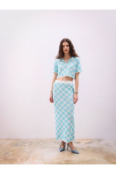 Sobe Summer Crop Shirt Skirt Double Set
