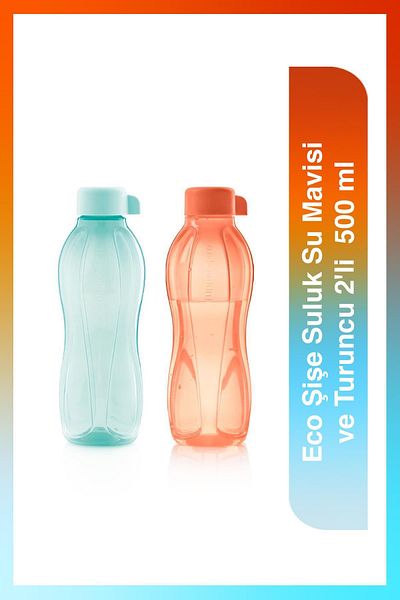 Tupperware Eco Bottle Water Bottle Water Blue and Orange 2 Pack 500 ml