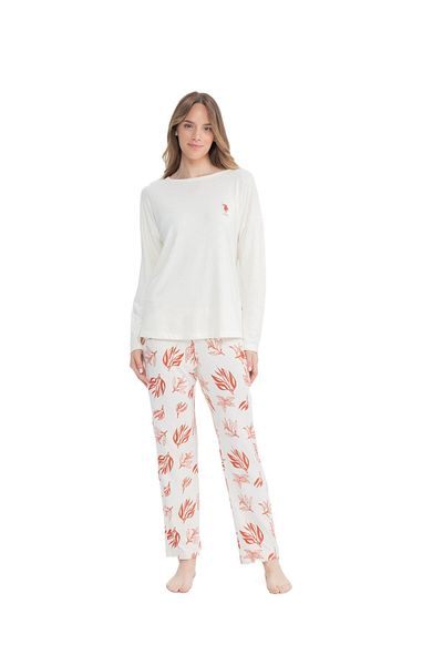 U.S. Polo Assn. BAZA. Polo Assn. Set pijamale de damă cu gât rotund cu picioare scurte 11025KZ.E1.TAGR7.OU.1.0.P.6.023LKEKM