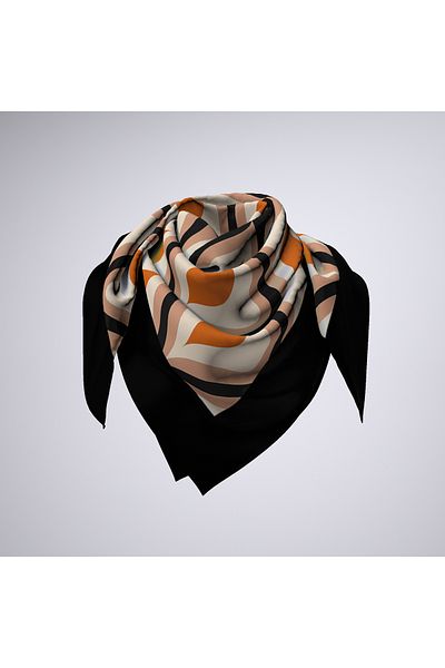 Modabutik Bandană de damă cu modele geometrice portocalii - 70x70 DG0113-22