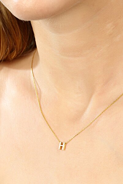 Rachon Azuris 925 Ayar Gümüş Üç Boyutlu H Harfi Kolye