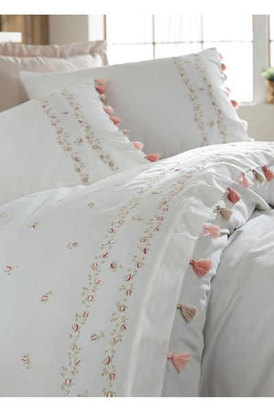 Dantela Σετ Παπλωματοθήκη Royal White Cotton Satin Διπλό