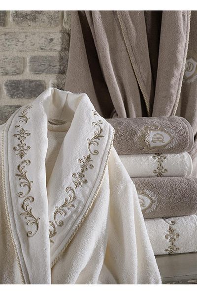 Dantela Σετ μπουρνούζι Sultan 6 Piece Velvet - Κρέμα/Μπεζ