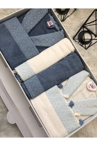 Nurpak Σετ Οικογενειακό Μπουρνούζι Sapphire Tasseled - 8 Τεμάχια