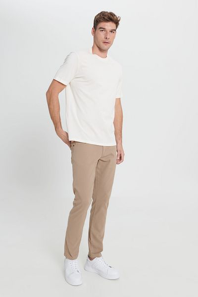 ALTINYILDIZ CLASSICS Ecru Herren-T-Shirt – bequeme Passform, 100 % Baumwolle, Rundhalsausschnitt