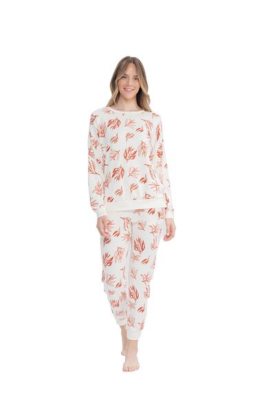 U.S. Polo Assn. BAZA. Polo Assn. Femei - Set de pijamale cu gât rotund de culoare cărămidă
