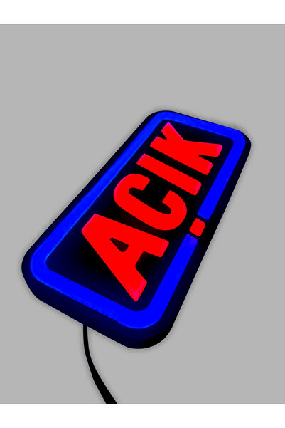 LEON IŞIK "AÇIK" Işıklı Özel Tabela Led İle Neon Görünümlü Tabela (25X12CM)