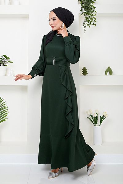 ModaMerve Emerald Flounce Hijab φόρεμα - 1225PL940-M