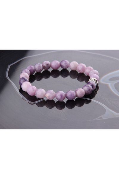 OSMANLI DOĞAL TAŞ 8 mm Lepidolite Natural Stone Bracelet - Certified - B864