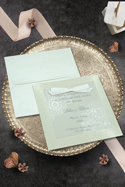 Cem Davetiye Düğün Nişan Nikah Kına Davetiyesi 3228 (100 ADET) Baskı Dahil