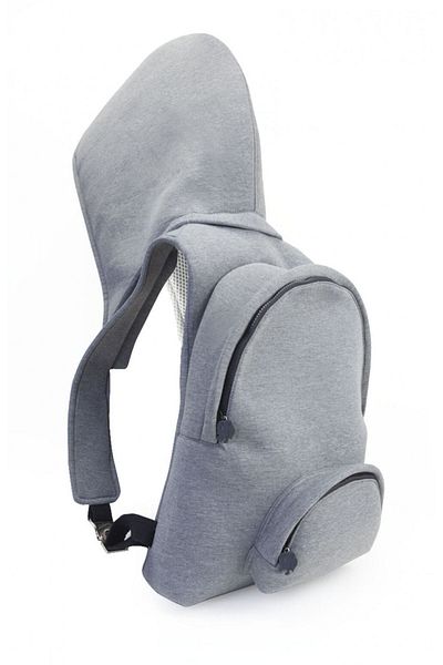 Morikukko Basic Grey Hooded Large Backpack - Επιστροφή στο σχολείο