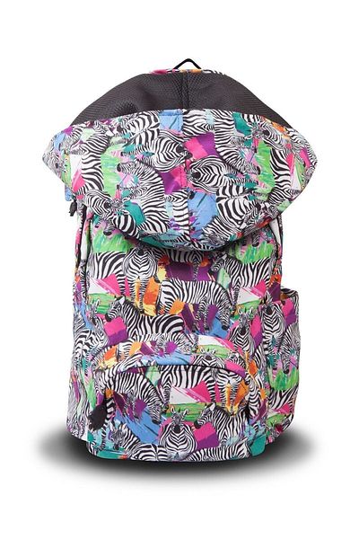 Deriderim Rucsac de școală ușor cu glugă cu model zebră tropicală Morikukko